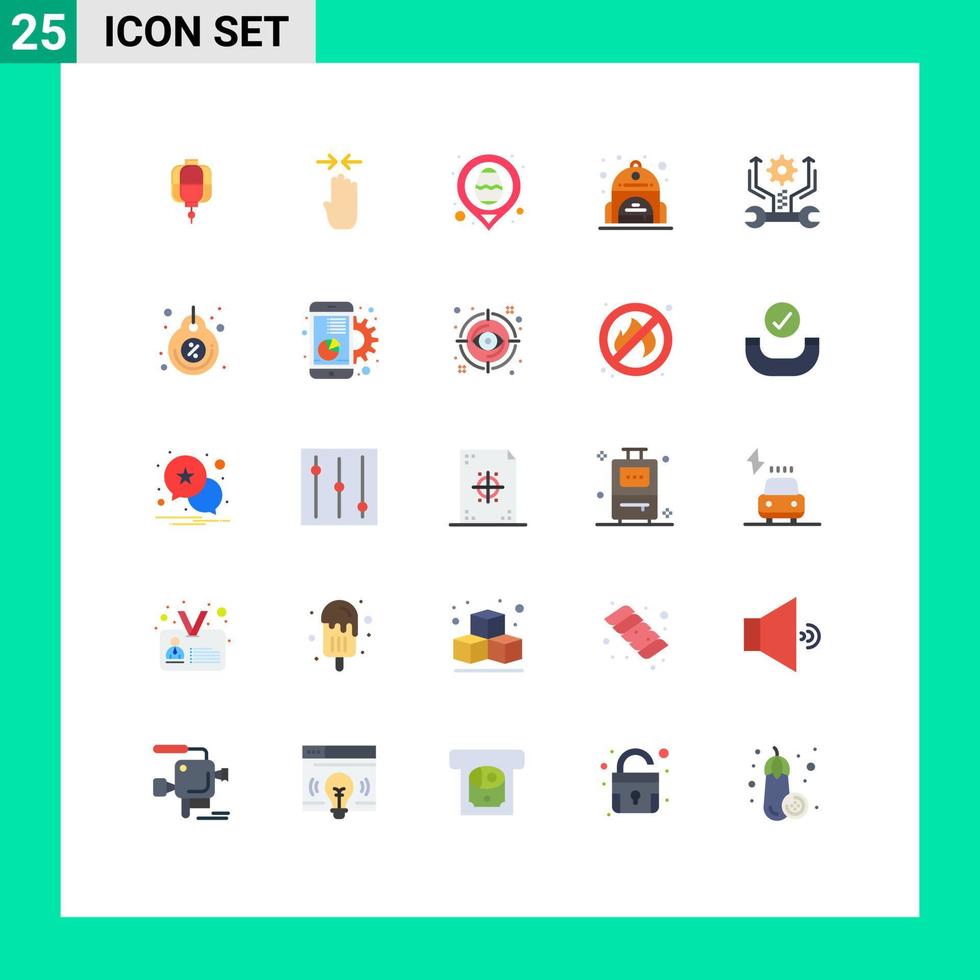 Set of 25 Vector Flat Colors on Grid for setting control easter back bag school Editable Vector Design Elements