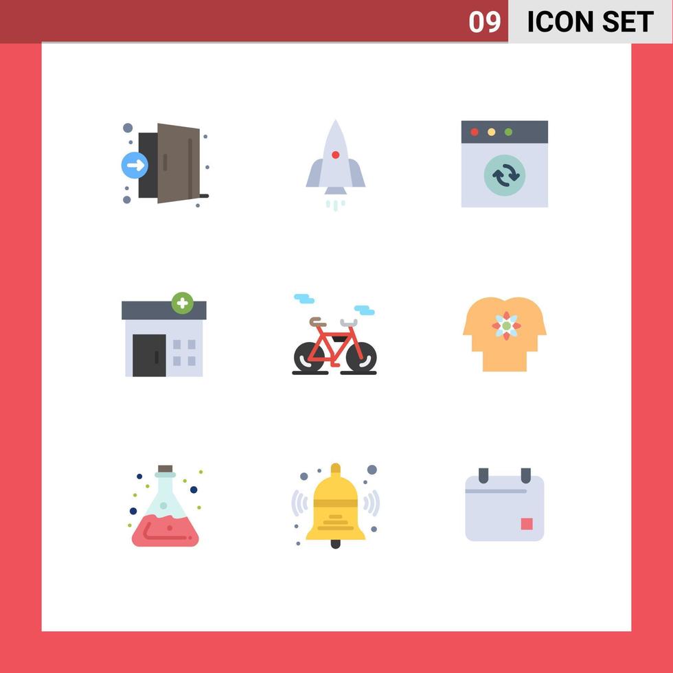 Universal Icon Symbols Group of 9 Modern Flat Colors of transport house startup hospital sync Editable Vector Design Elements