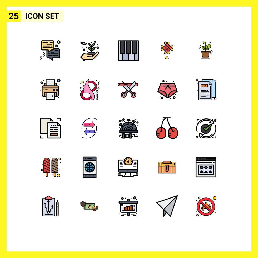 25 Filled line Flat Color concept for Websites Mobile and Apps plant chinese audio china sound Editable Vector Design Elements