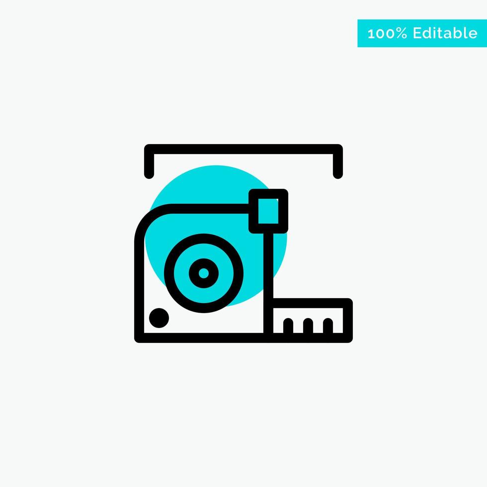Measure Measurement Meter Roulette Ruler turquoise highlight circle point Vector icon