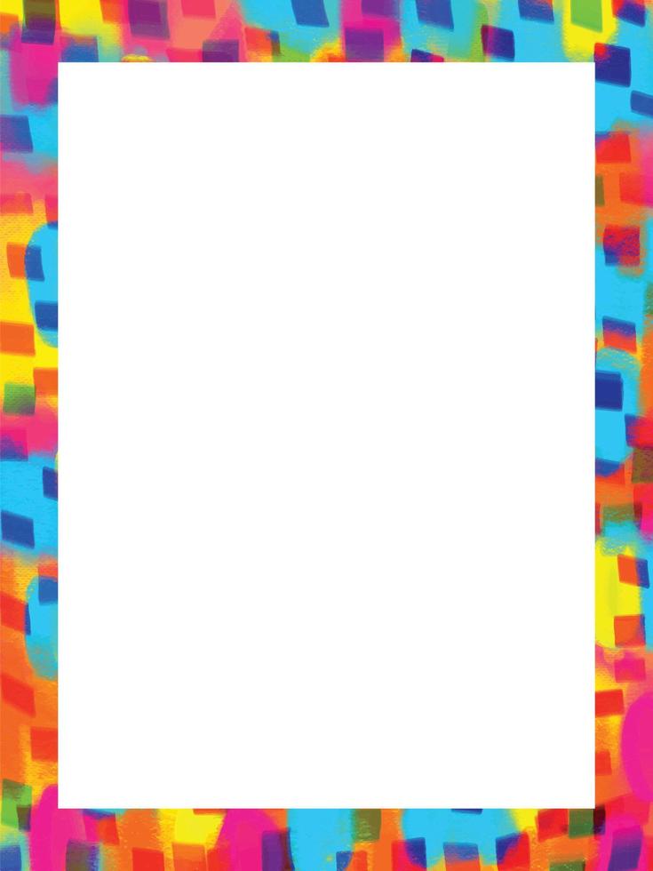 marco de fondo de trazo de pincel grungy artístico multicolor arco iris colorido abstracto con espacio de copia en blanco blanco aislado. plantilla para publicaciones en redes sociales, afiches, pancartas, folletos y otros. vector