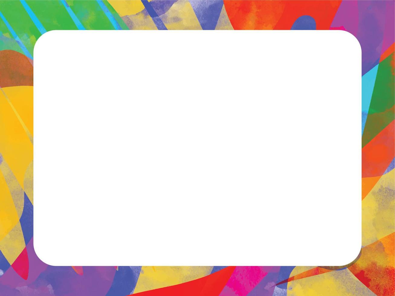 marco de fondo de trazo de pincel grungy de arco iris artístico colorido abstracto con espacio de copia en blanco blanco aislado. plantilla para publicaciones en redes sociales, afiches, pancartas, folletos y otros. vector