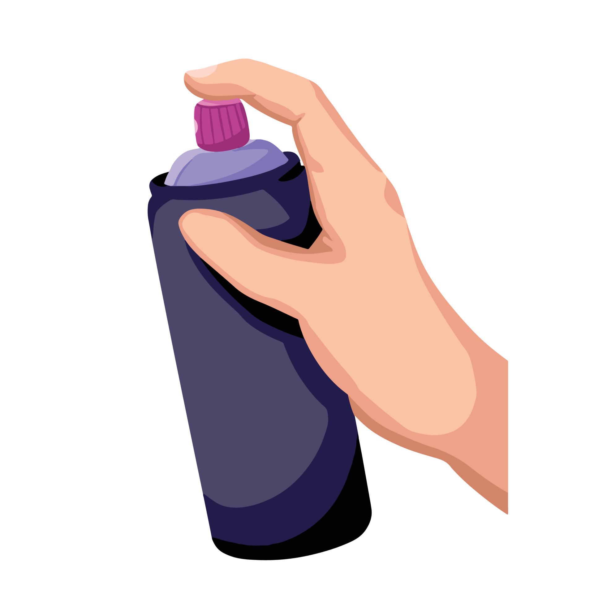 Hand holding aerosol can spray paint isolated on white background