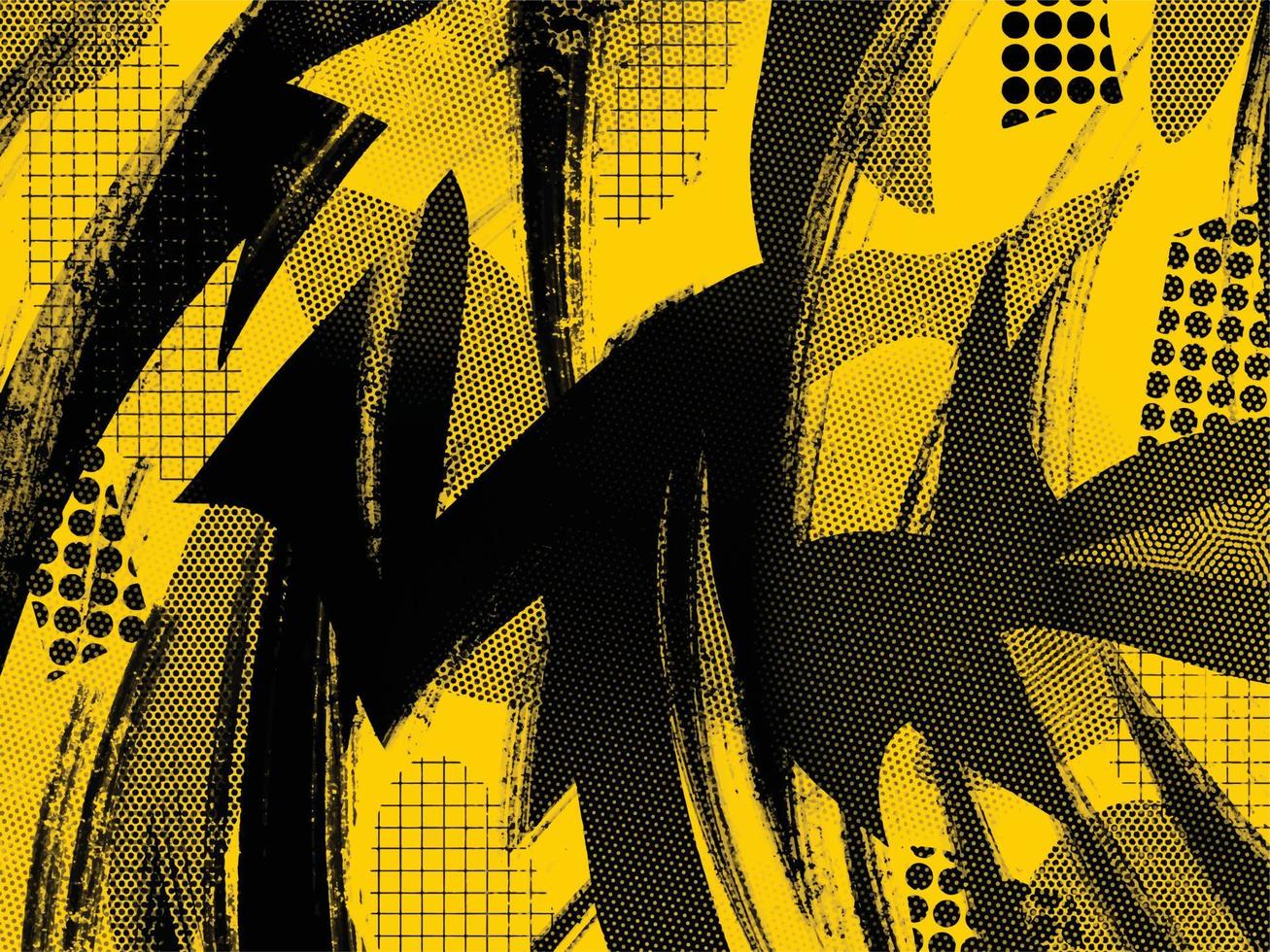 Black and yellow textured vector grungy background isolated. Wallpaper for social media post, poster, banner, greeting card, and other purposes.