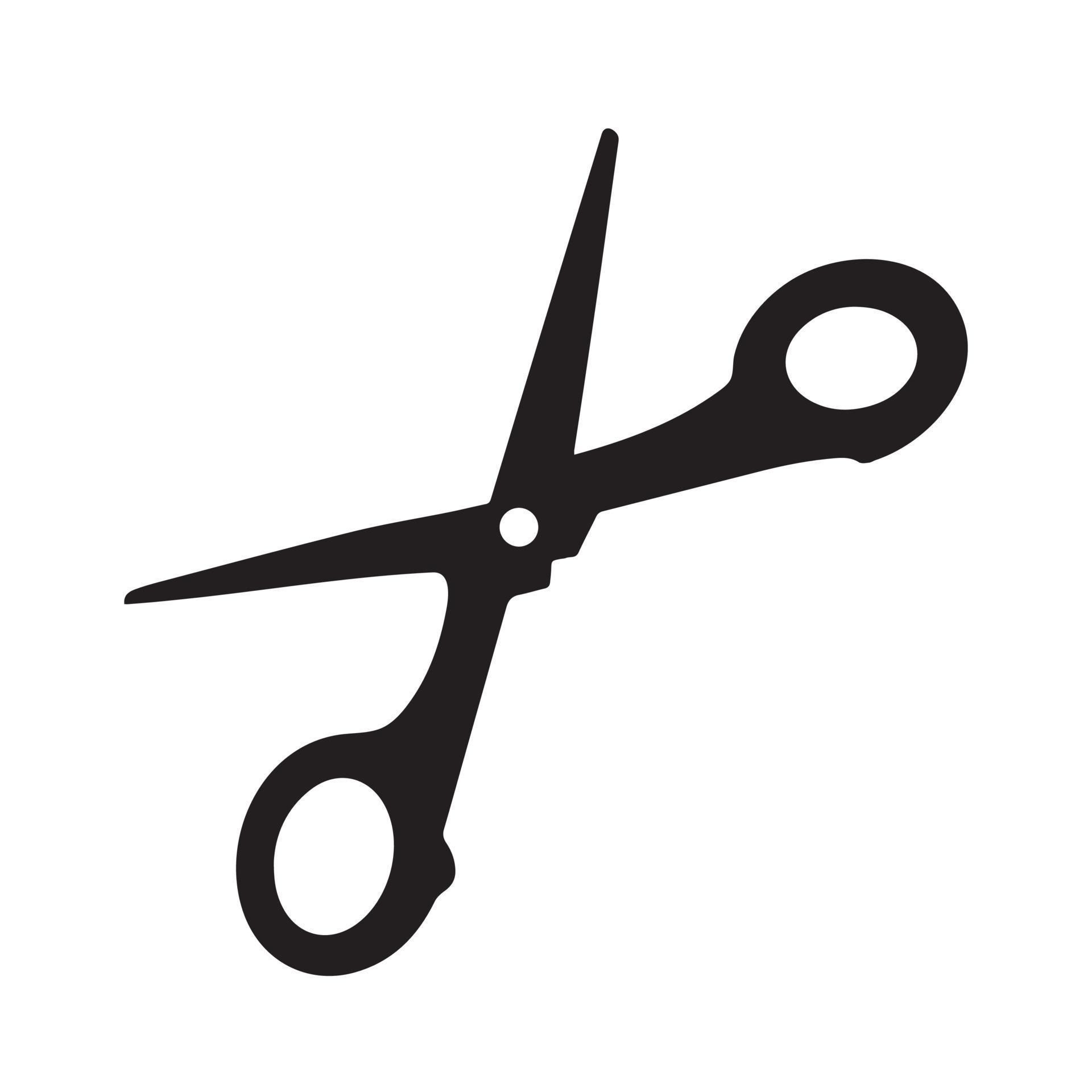 Black extended scissors icon silhouette. Open wide cutting tool