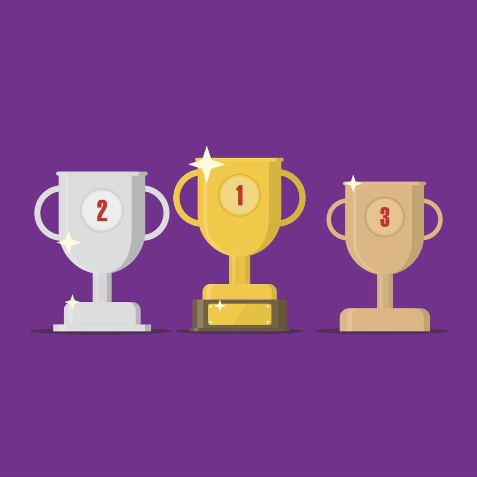 tournament trophy gold silver bronze, first second and third icon vector illustration.eps