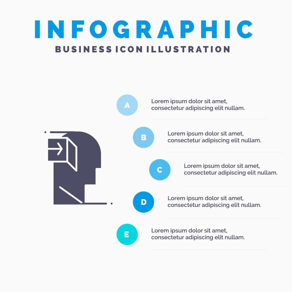 puerta humano interior mente mentalidad sólido icono infografía 5 pasos presentación antecedentes vector