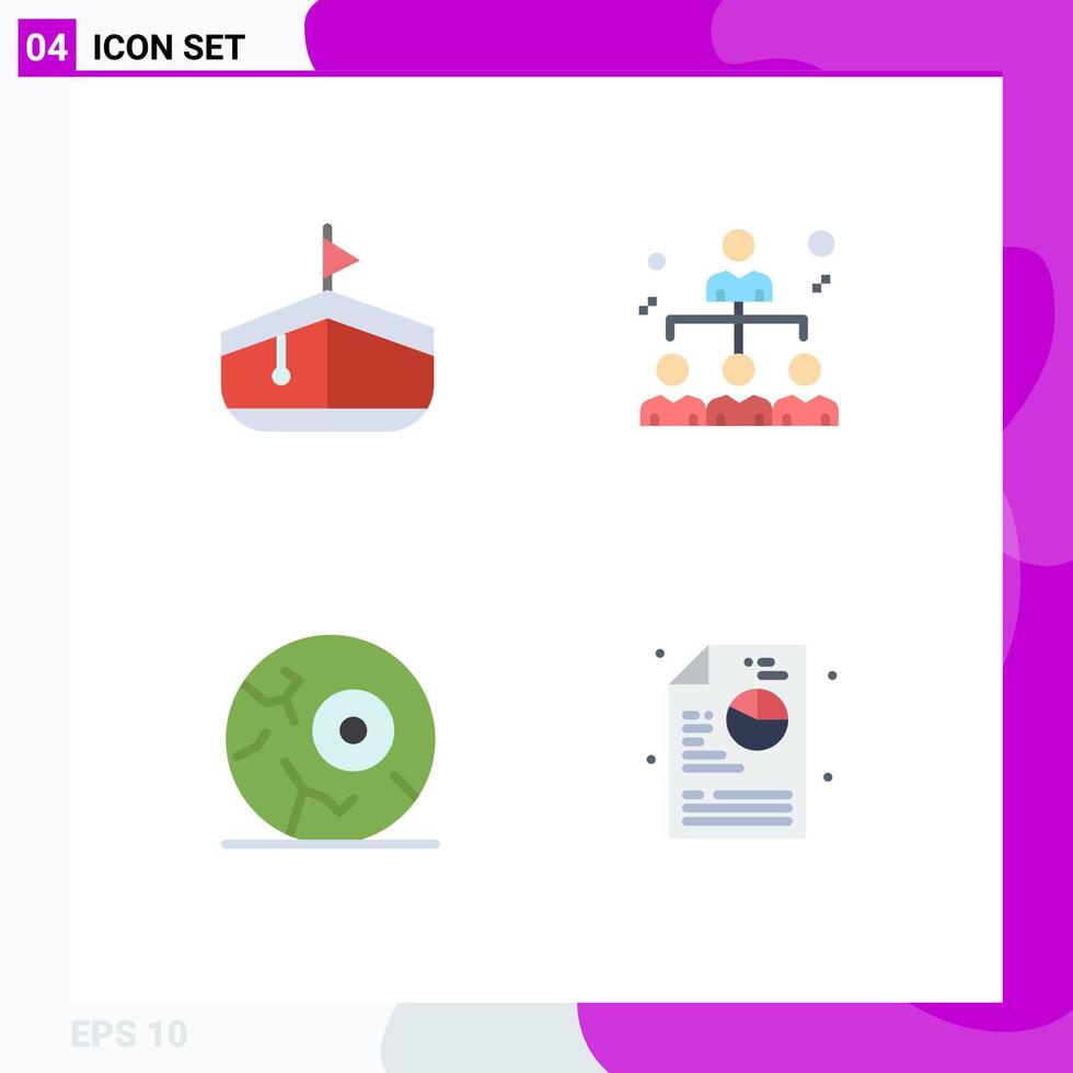 Set of 4 Modern UI Icons Symbols Signs for boat night business share creative Editable Vector Design Elements