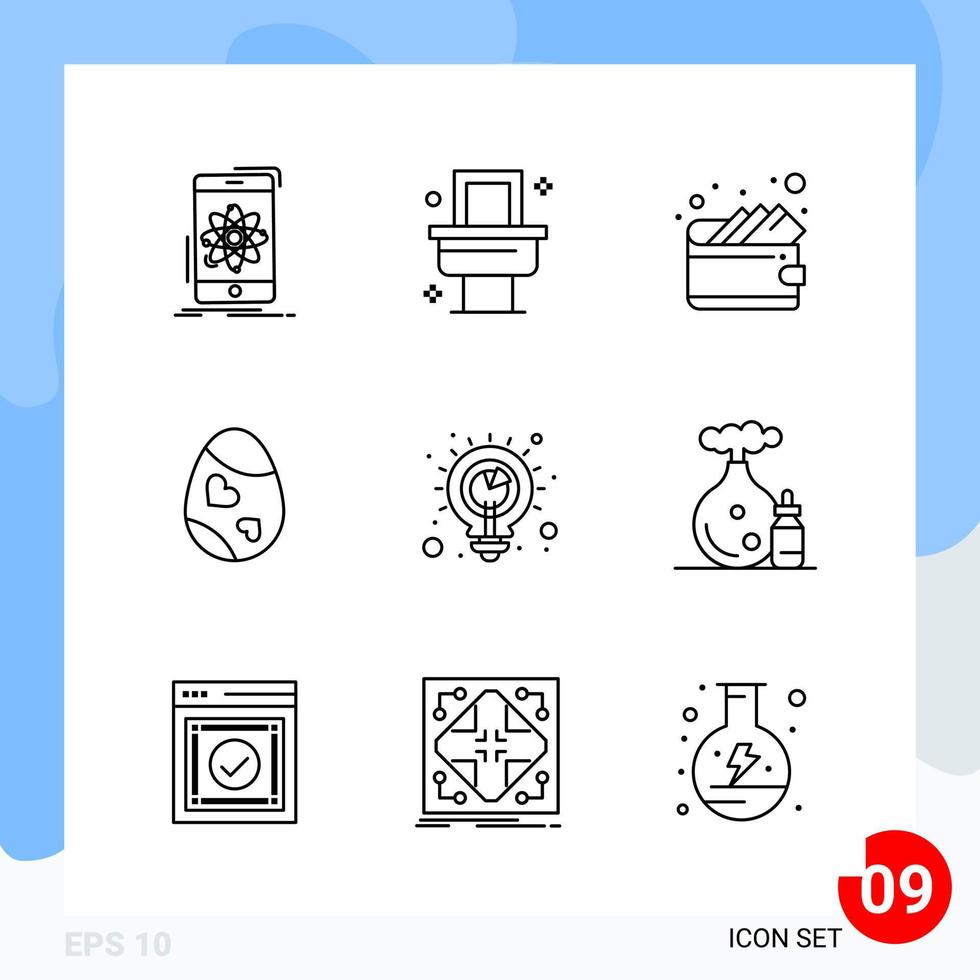 Modern Pack of 9 Icons. Line Outline Symbols isolated on White Backgound for Website designing vector