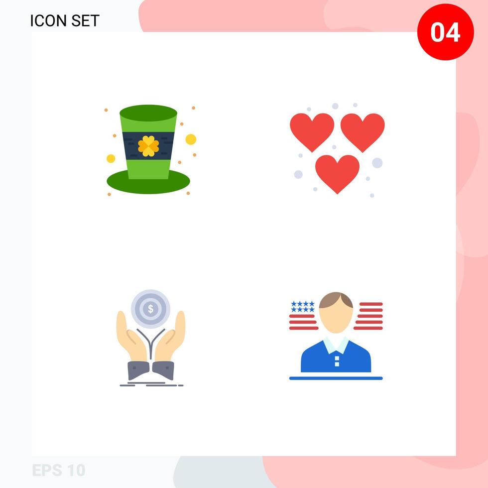 4 Creative Icons Modern Signs and Symbols of day hand leprechaun game dollar Editable Vector Design Elements