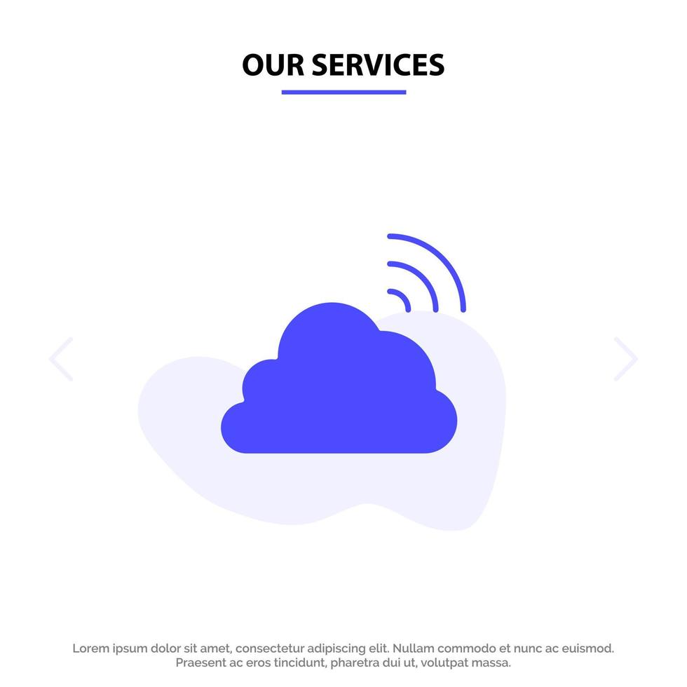 Our Services Cloud Rainbow Sky Spring Weather Solid Glyph Icon Web card Template vector