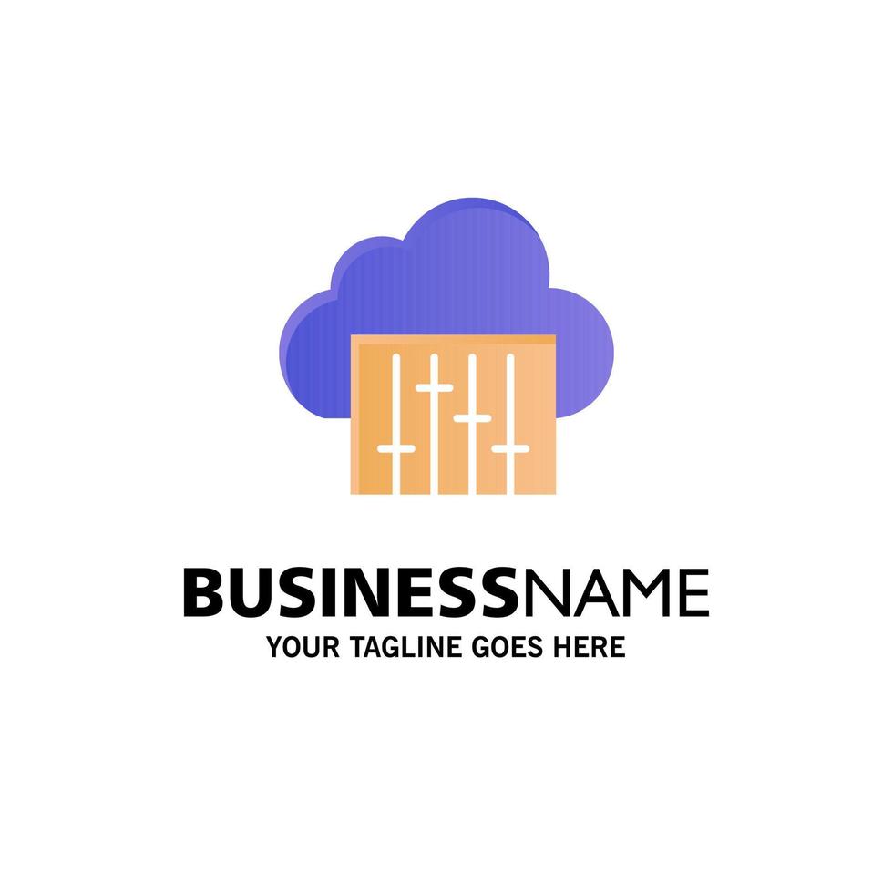 Cloud Connection Music Audio Business Logo Template Flat Color vector
