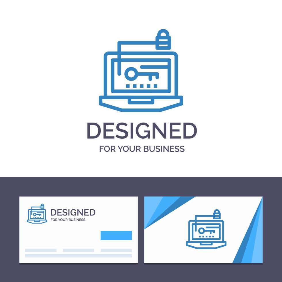 Creative Business Card and Logo template Access Computer Hardware Key Laptop Vector Illustration