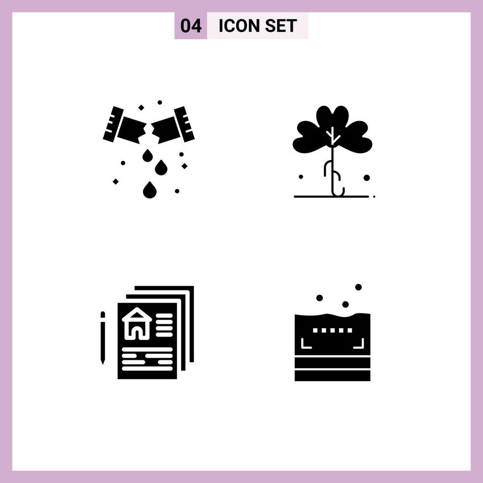 Modern Set of 4 Solid Glyphs and symbols such as leak blueprint plumbing ireland home Editable Vector Design Elements