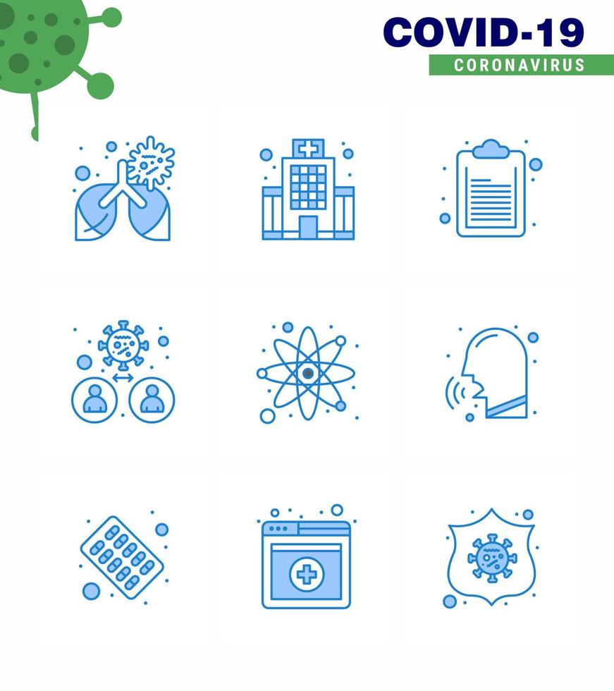 COVID19 corona virus contamination prevention Blue icon 25 pack such as laboratory virus check list transmission man viral coronavirus 2019nov disease Vector Design Elements