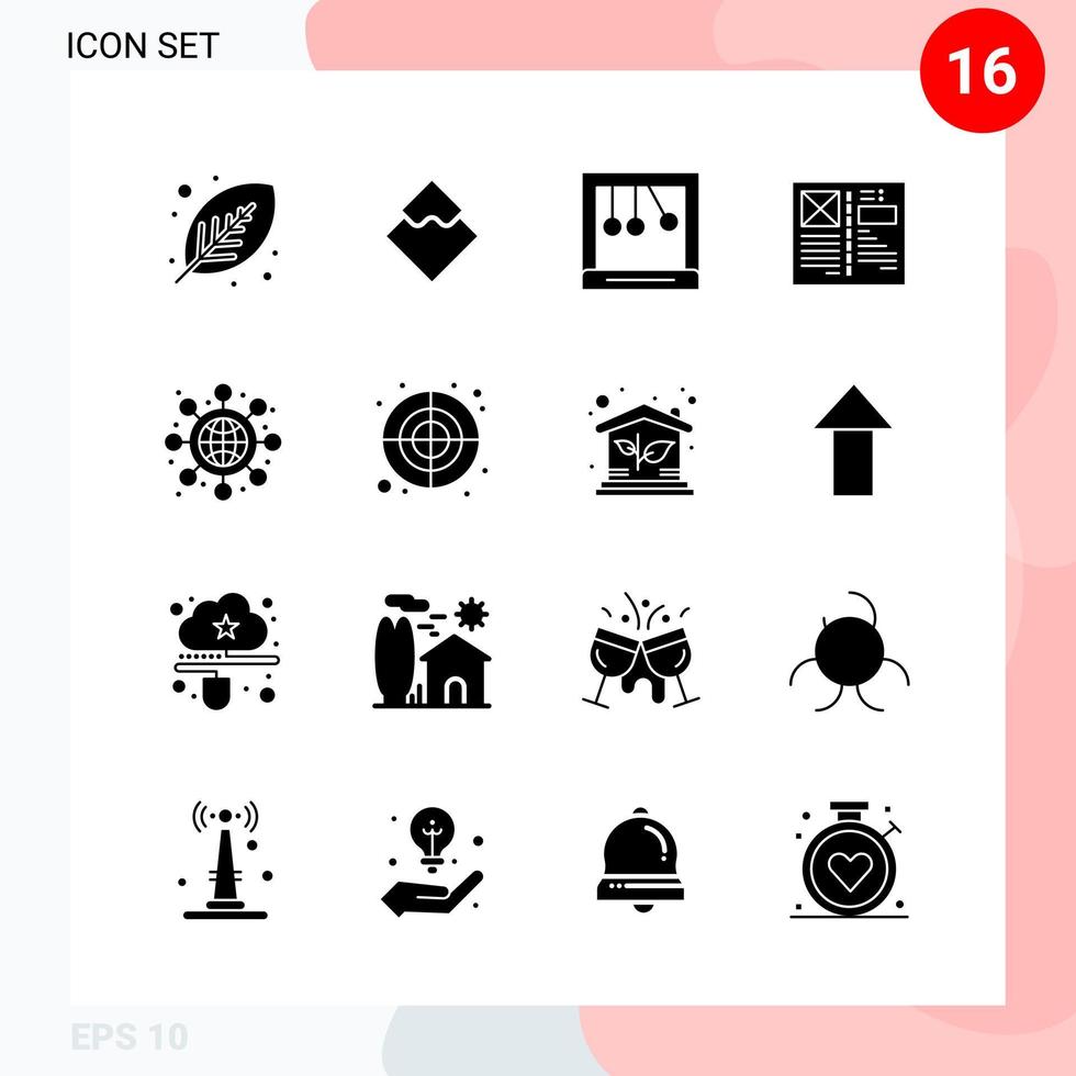 Vector Pack of 16 Icons in Solid Style. Creative Glyph Pack isolated on White Background for Web and Mobile.