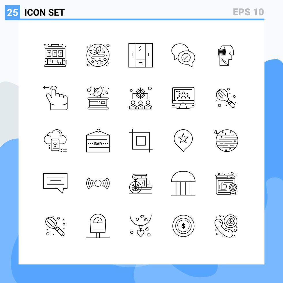 grupo de símbolos de iconos universales de 25 líneas modernas de elementos de diseño de vectores editables de armario de correo de usuario