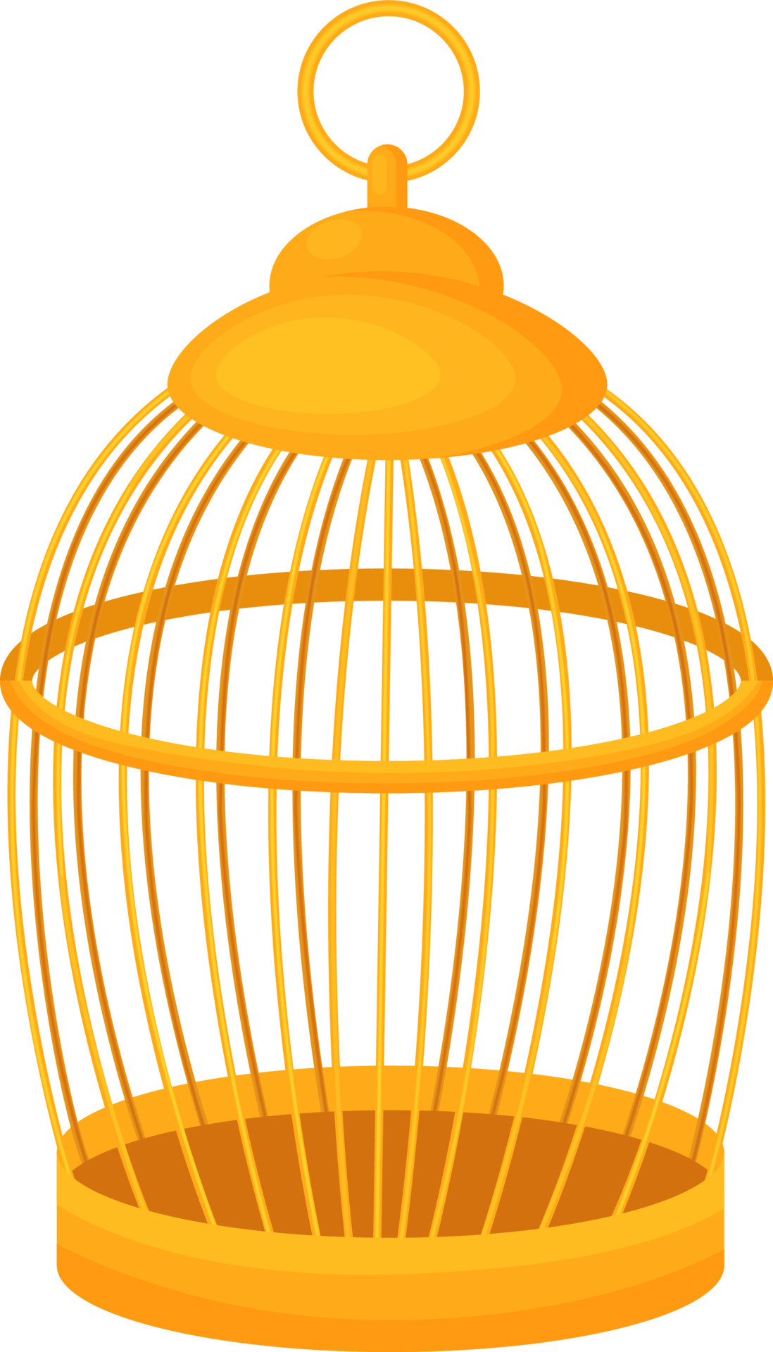 Bright golden bird cage. Vector illustration isolated on white ...