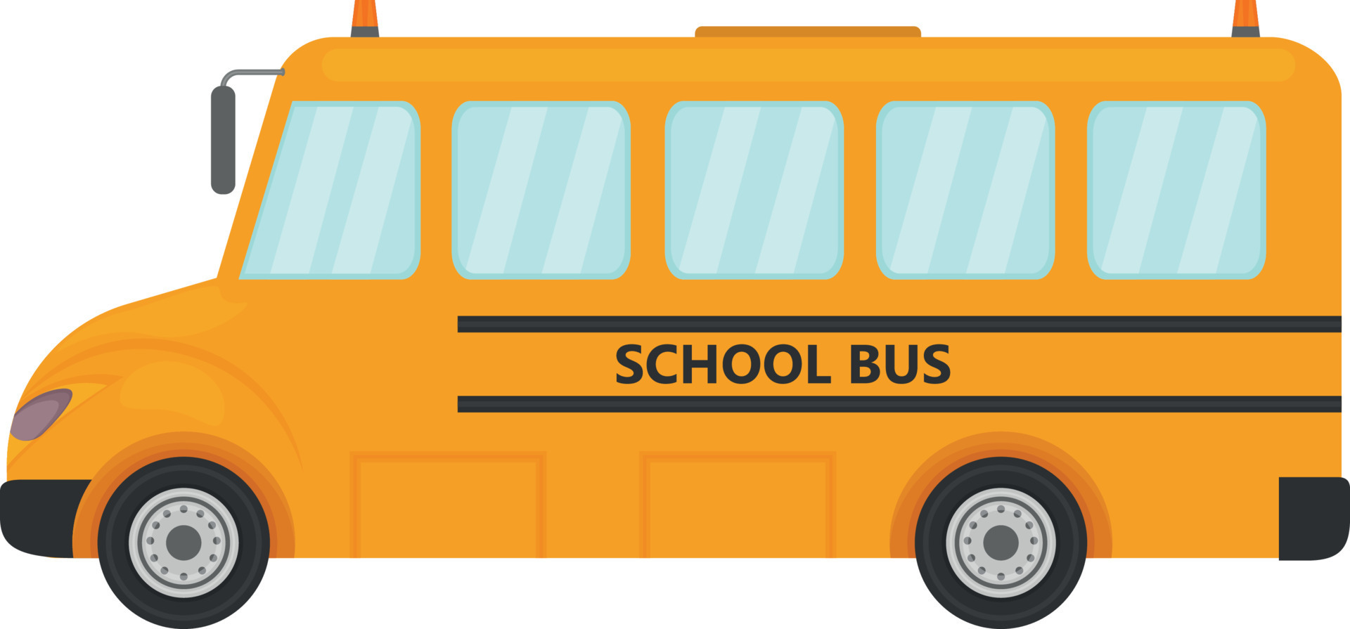 A bright yellow school bus. Transport for the transportation of