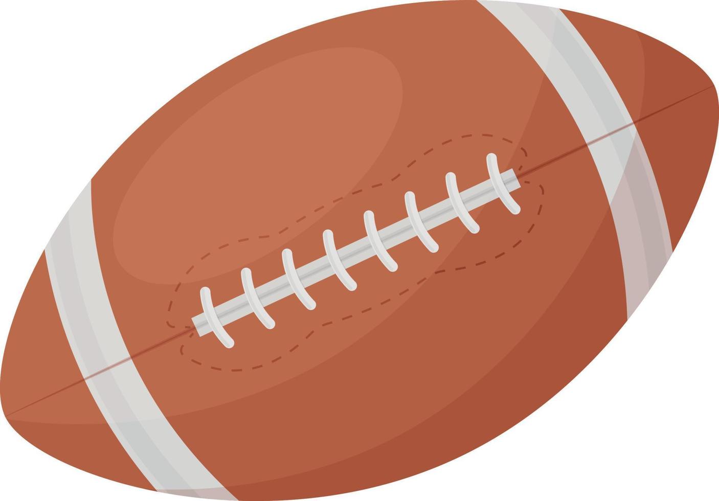 A bright brown ball for playing American football . A classic rugby ball. A sports accessory. Vector illustration isolated on a white background