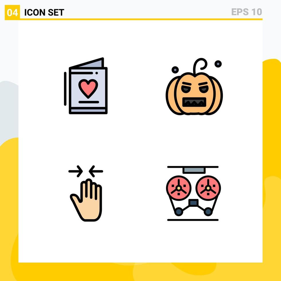 4 Filledline Flat Color concept for Websites Mobile and Apps card gesture wedding horror arrow Editable Vector Design Elements