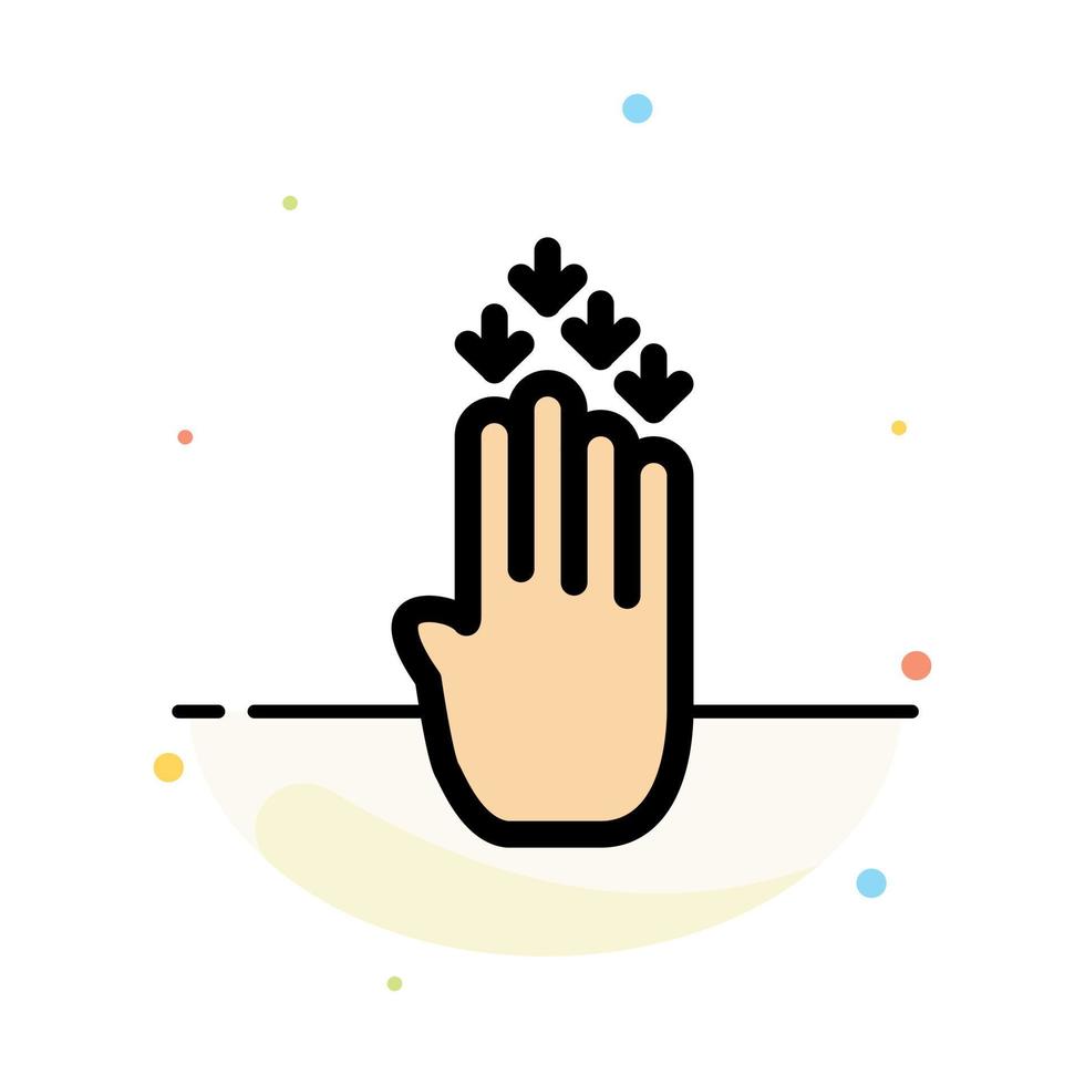 Finger Four Gesture Down Abstract Flat Color Icon Template vector