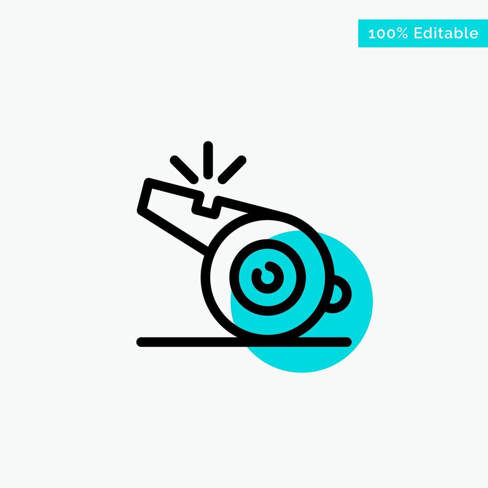 Coach Referee Sport Whistle turquoise highlight circle point Vector icon