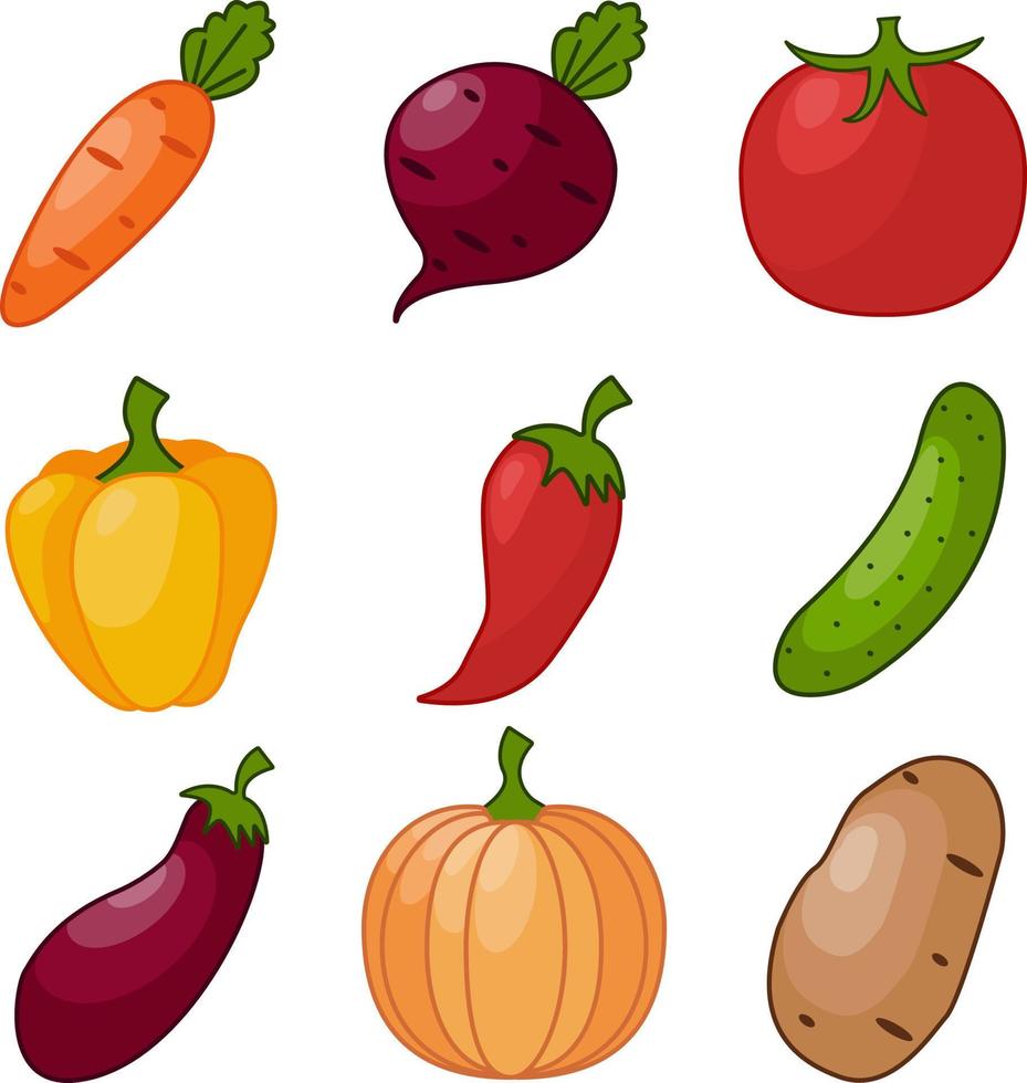 Vegetables set Vector illustration isolated on a white background