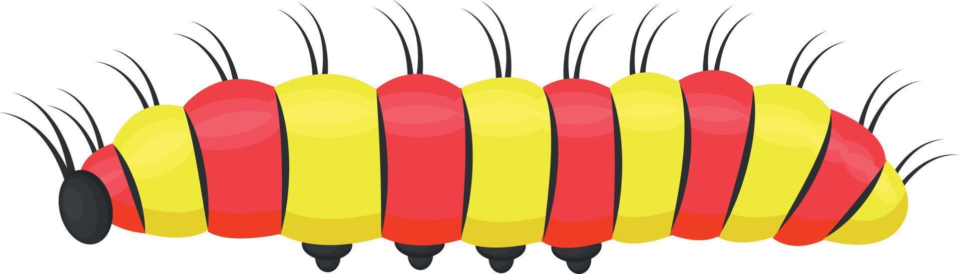 A bright caterpillar of yellow and red color. The insect is an agricultural pest. Vector illustration isolated on a white background