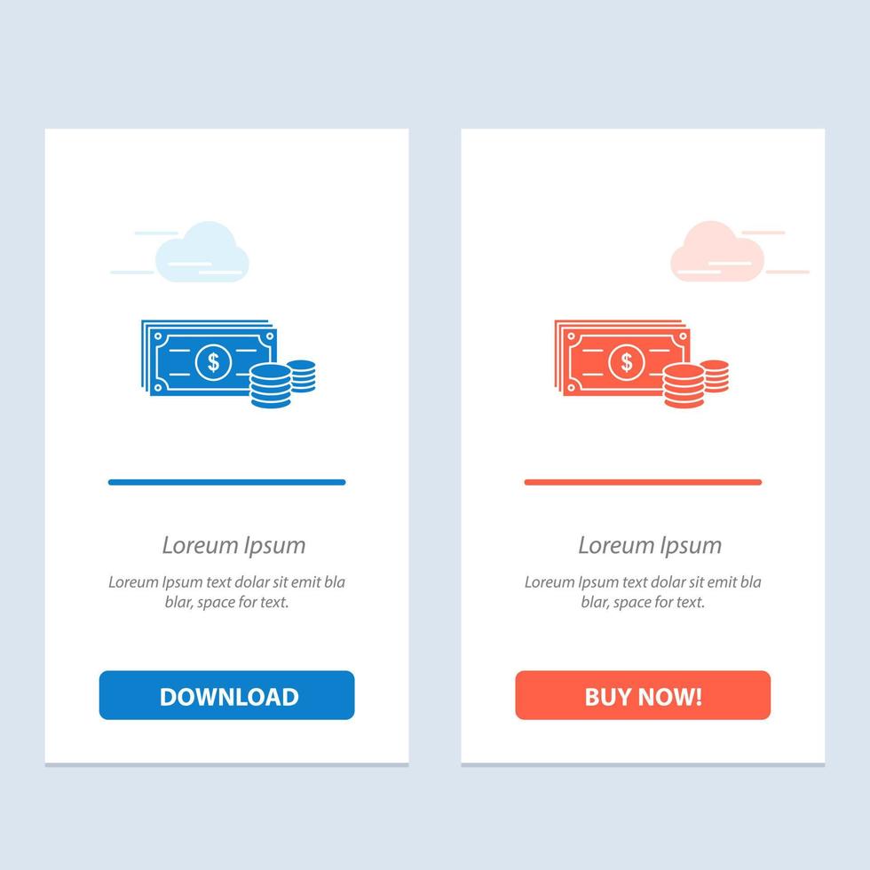 Dollar Coins Finance Money Business  Blue and Red Download and Buy Now web Widget Card Template vector