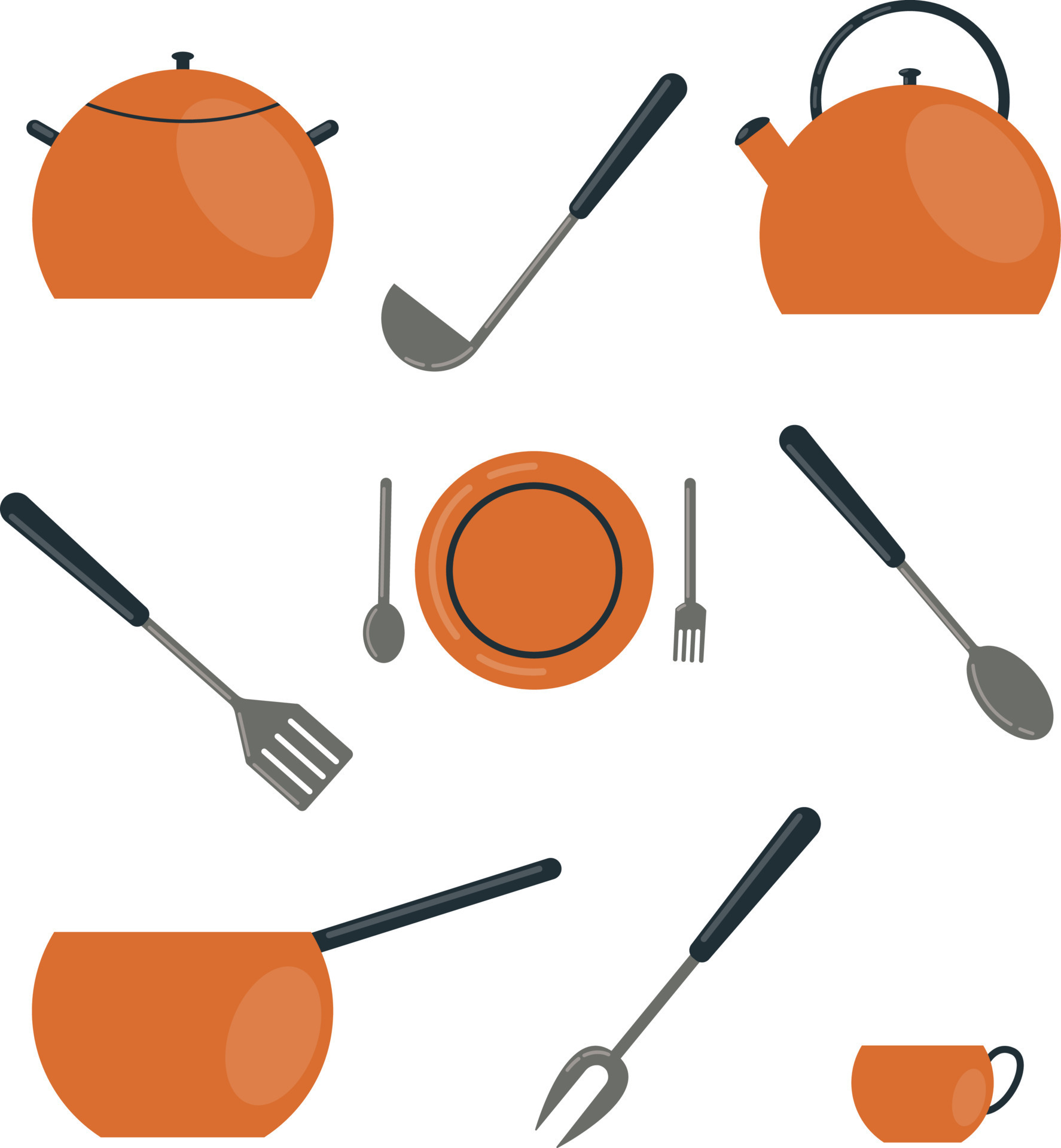 kitchen accessories vector illustration isolated on white background