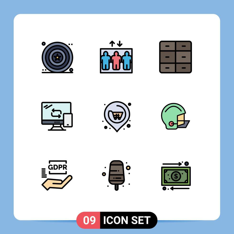 9 Universal Filledline Flat Colors Set for Web and Mobile Applications real location decor transfer mobile Editable Vector Design Elements