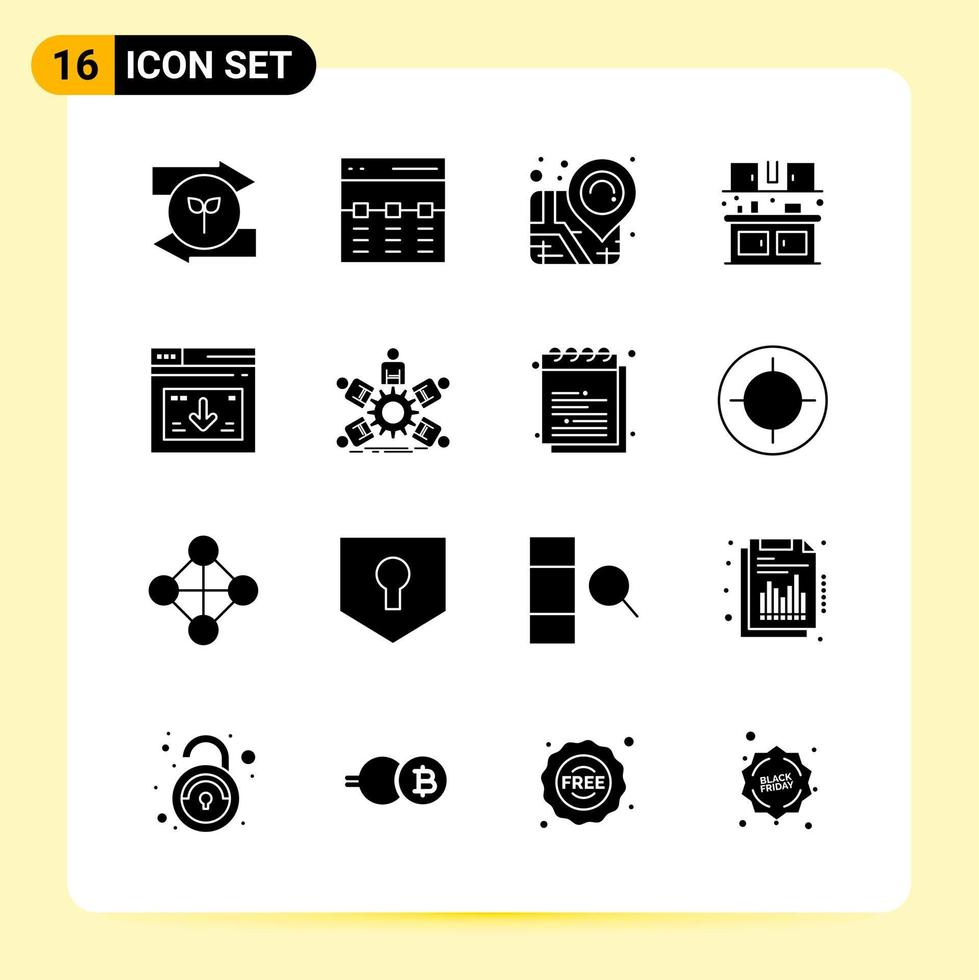 16 Creative Icons for Modern website design and responsive mobile apps. 16 Glyph Symbols Signs on White Background. 16 Icon Pack. vector