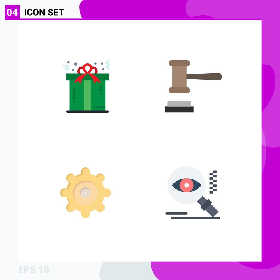 Mobile Interface Flat Icon Set of 4 Pictograms of christmas gear love hammer search Editable Vector Design Elements