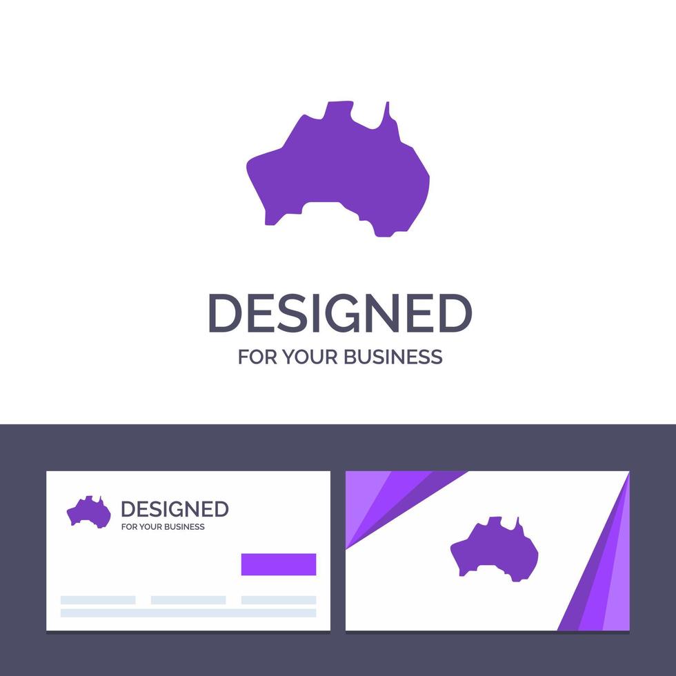 tarjeta de visita creativa y plantilla de logotipo ilustración de vector de viaje de mapa de ubicación de país australiano