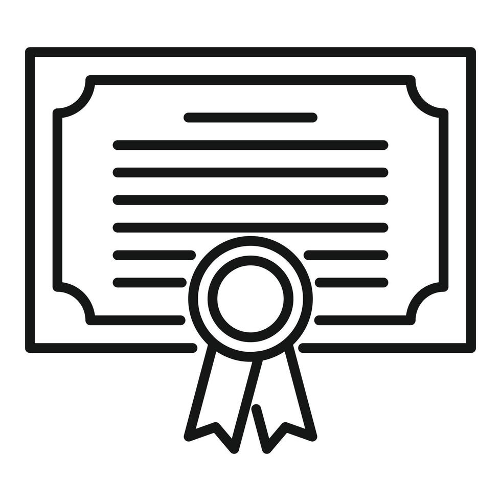 vector de contorno de icono de diploma de calidad. calificación de certificado