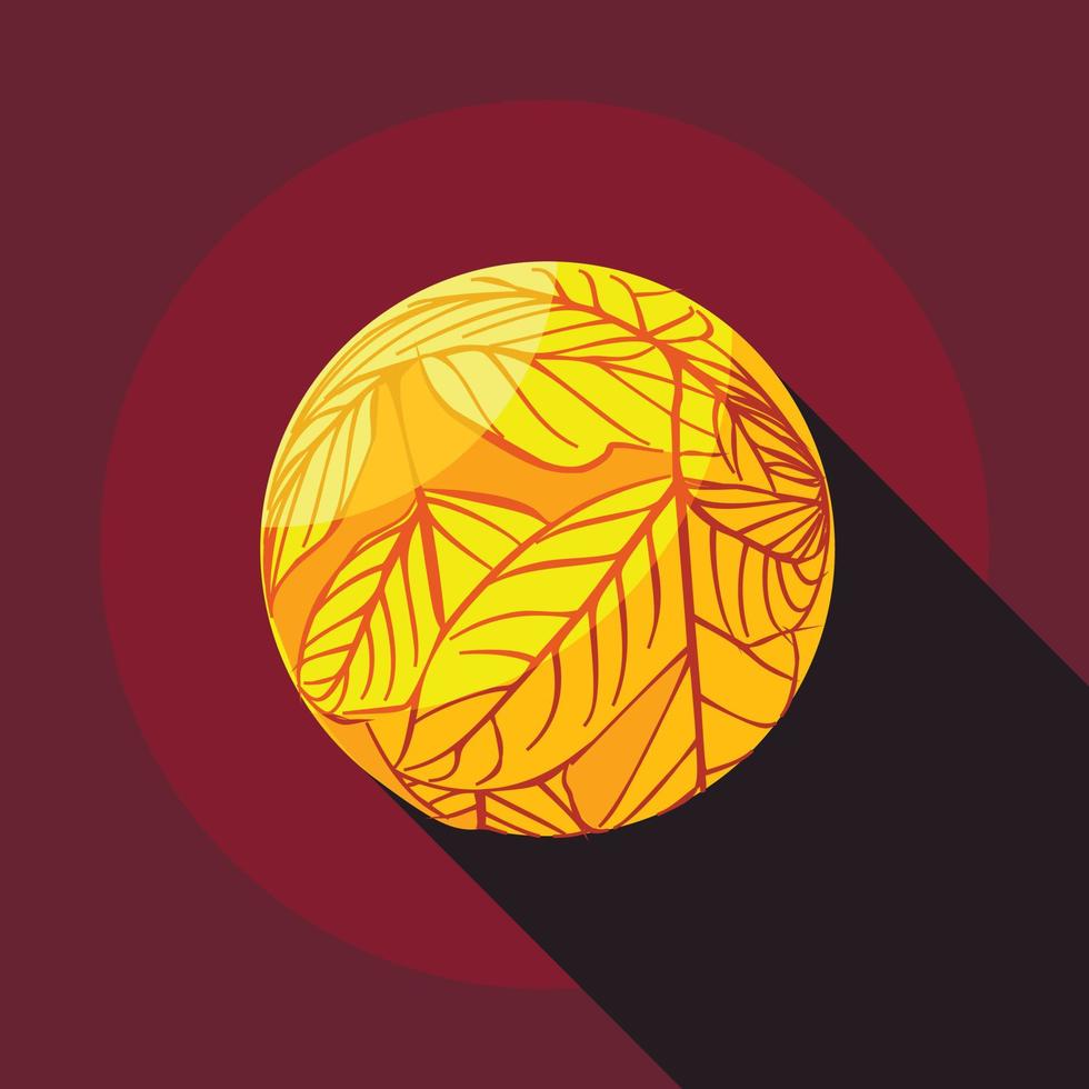 Yellow planet icon, flat style vector