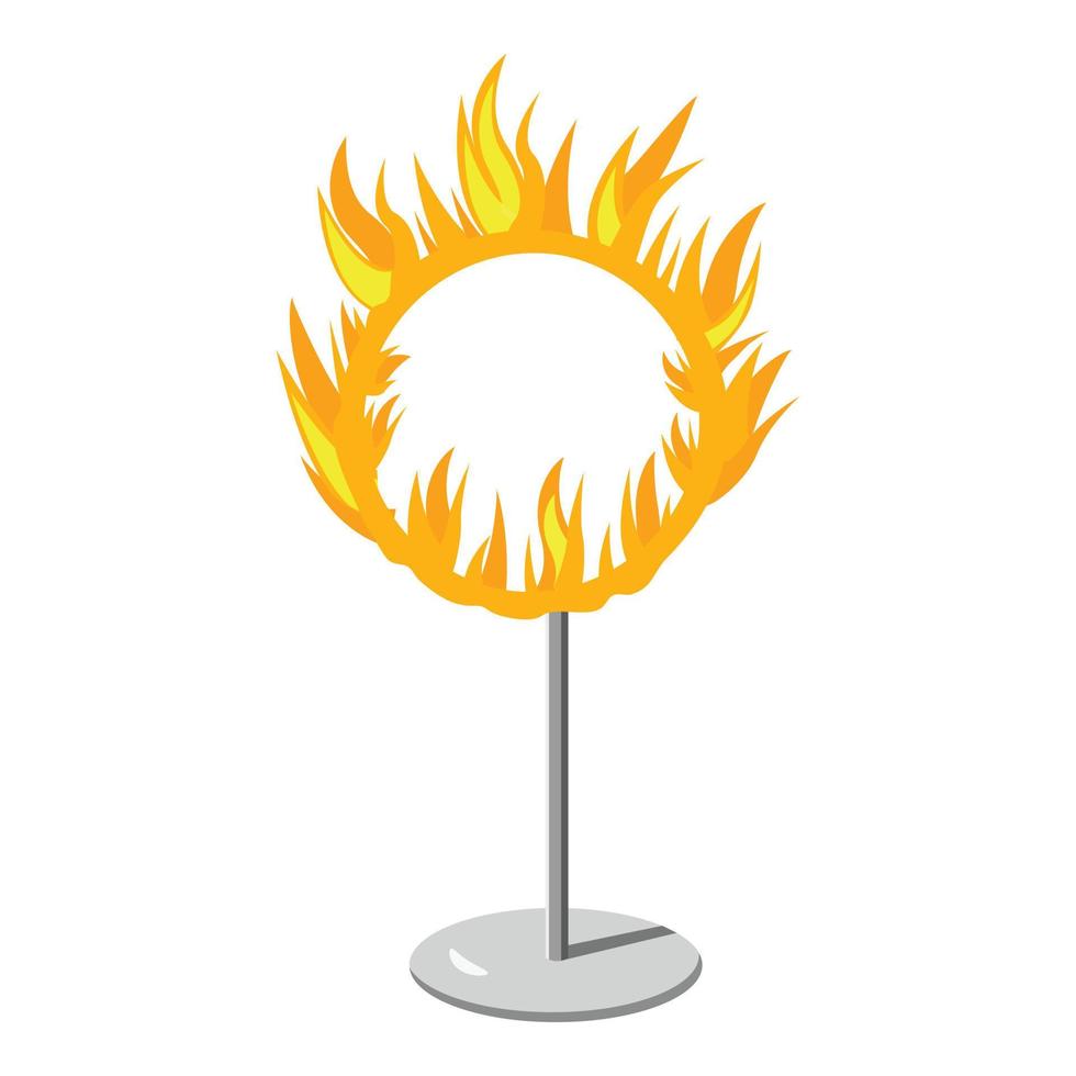 Burning hoop icon, cartoon style vector
