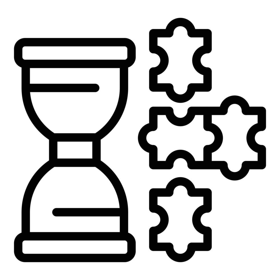 Puzzle hourglass icon outline vector. Learn kid vector