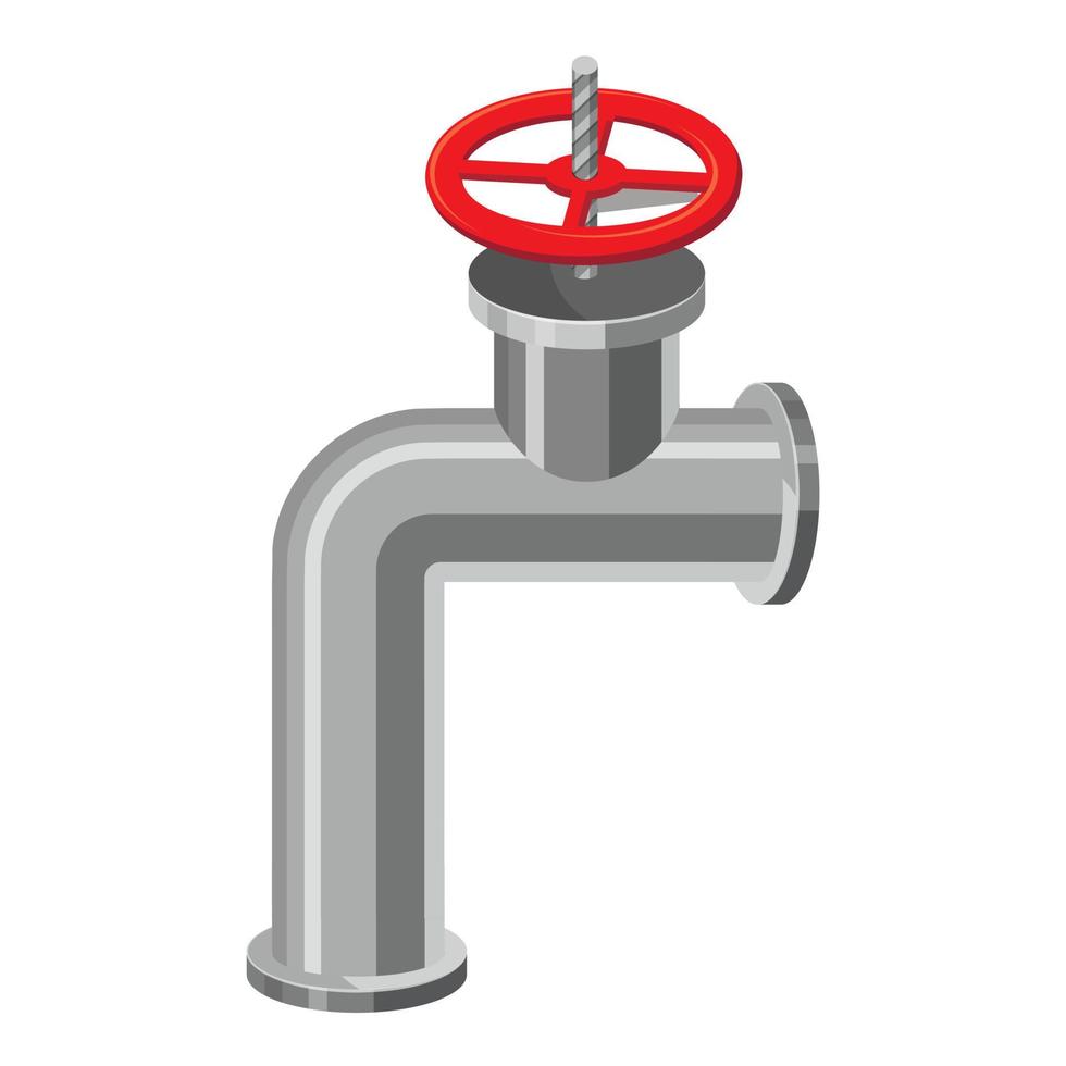 Pipe valve icon, cartoon style vector