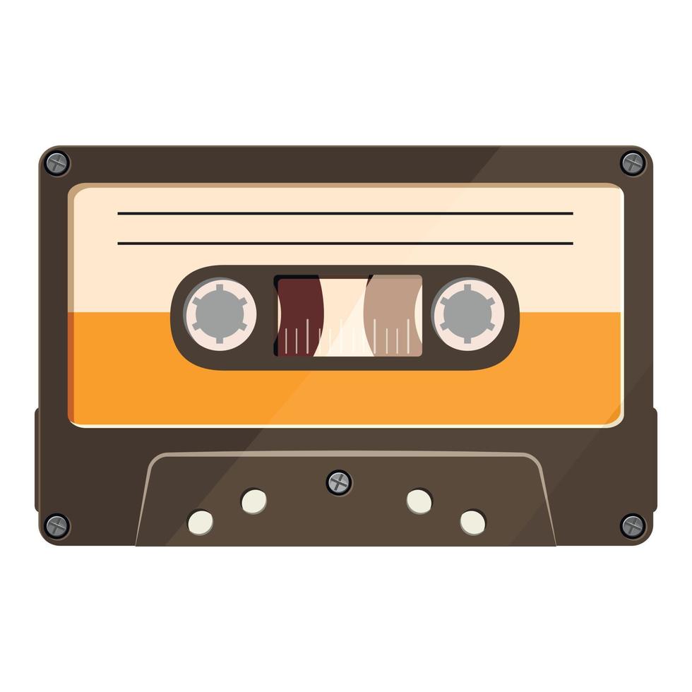 Cassette icon, cartoon style vector