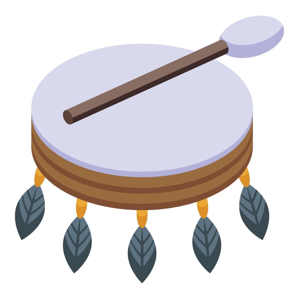 Eskimo drums icon isometric vector. Alaska nature vector