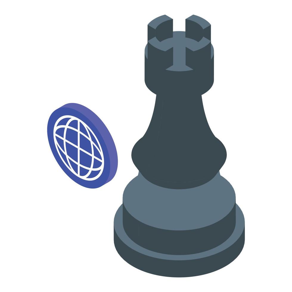 Robot play chess icon isometric vector. Online game 15114573