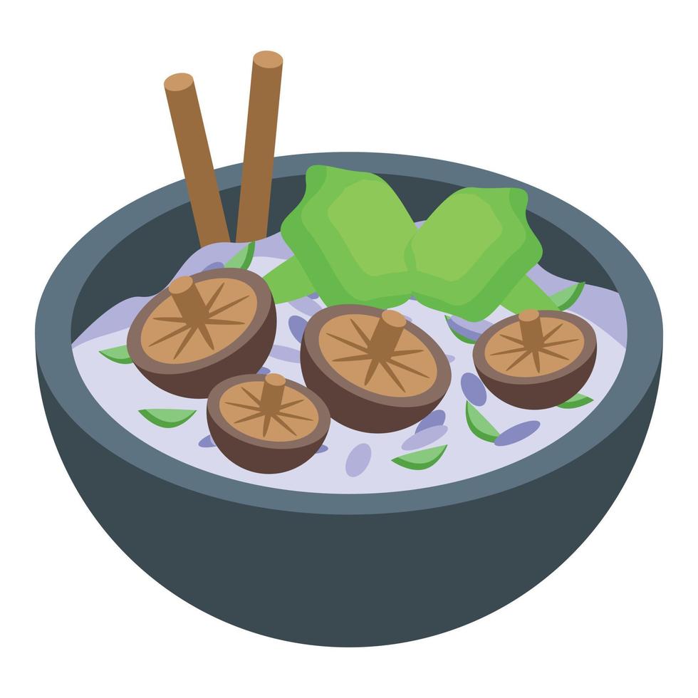 Rice shiitake icon isometric vector. Mushroom food vector