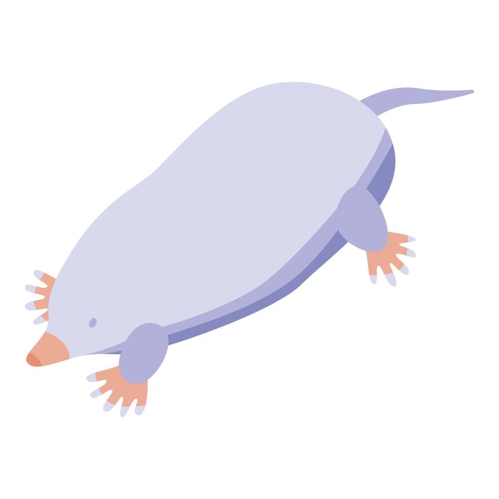 White mole icon isometric vector. Cute animal vector