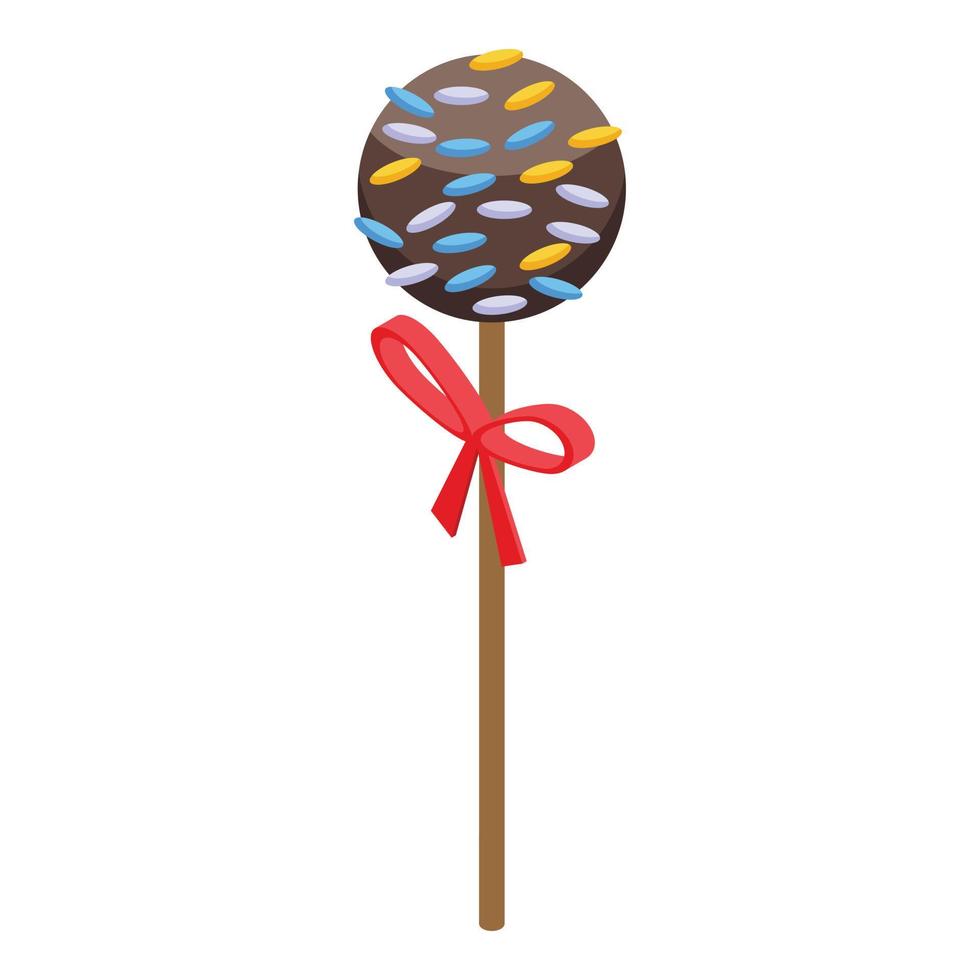 Ribbon cake pop icon isometric vector. Chocolate food vector