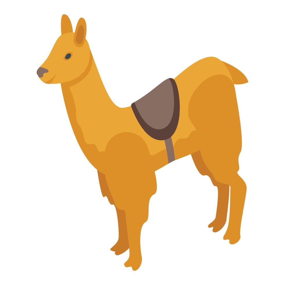 Brown animal icon isometric vector. Cute lama vector