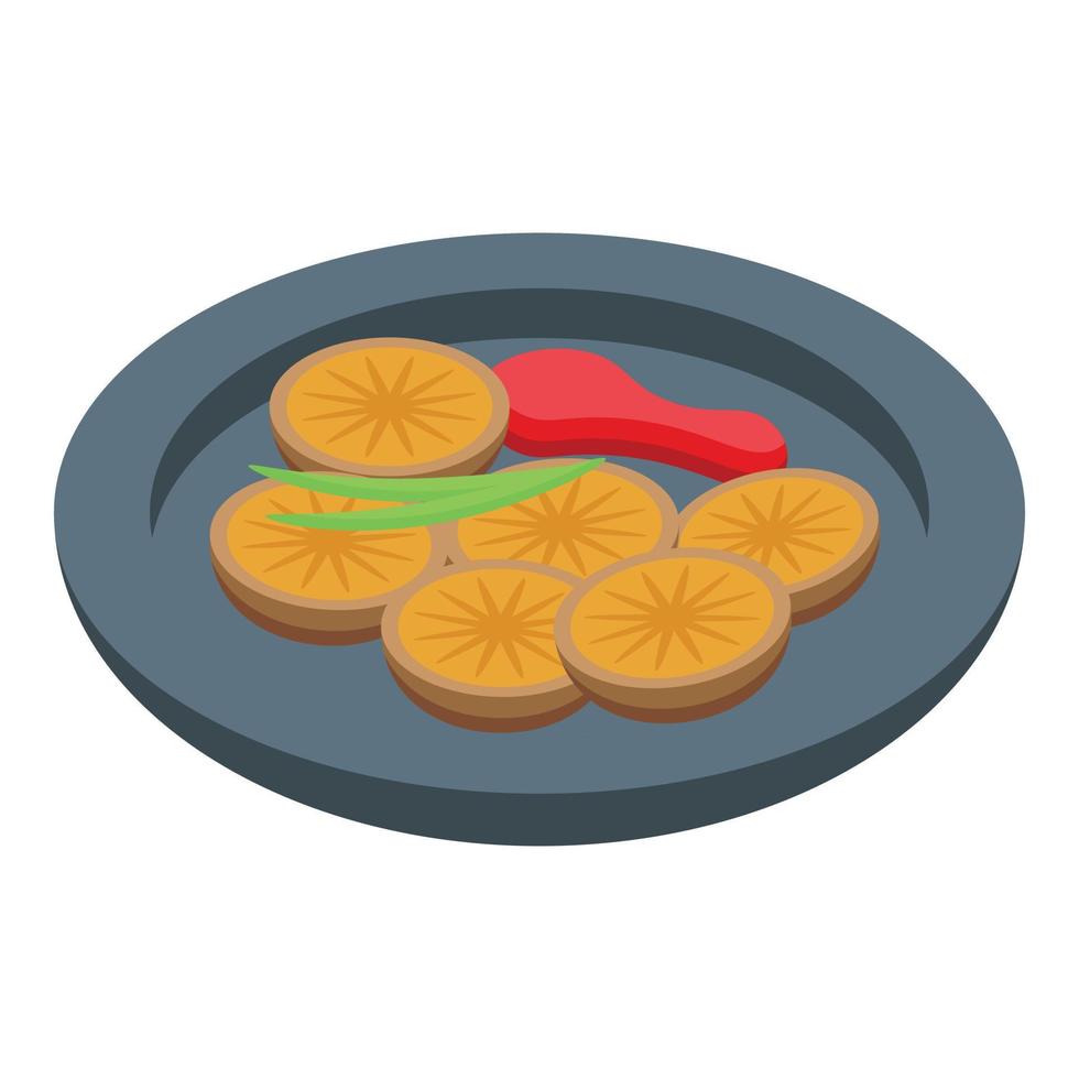 Fried mushroom icon isometric vector. Shiitake food vector