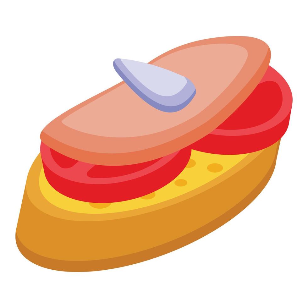 Pate sandwich icon isometric vector. Foie plate vector