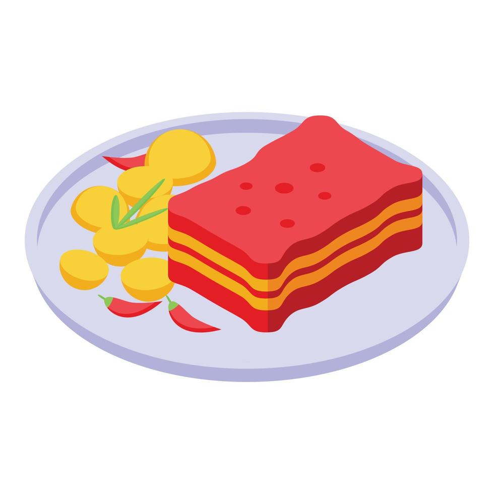 Red cake icon isometric vector. Food cuisine vector